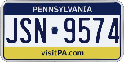 PA license plate JSN9574