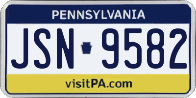 PA license plate JSN9582