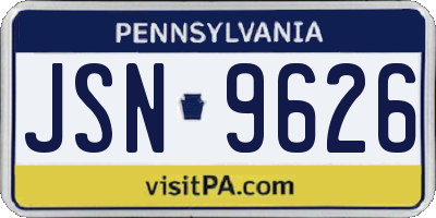PA license plate JSN9626