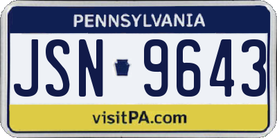 PA license plate JSN9643