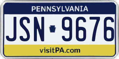 PA license plate JSN9676