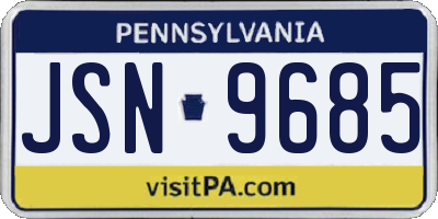 PA license plate JSN9685