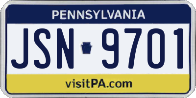 PA license plate JSN9701