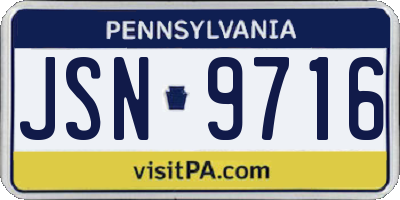 PA license plate JSN9716