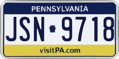 PA license plate JSN9718