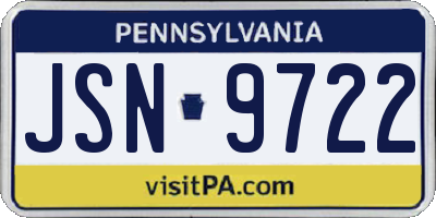 PA license plate JSN9722
