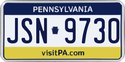 PA license plate JSN9730