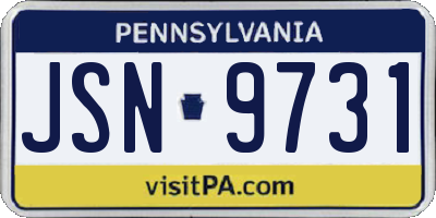 PA license plate JSN9731