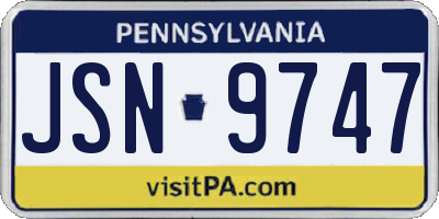 PA license plate JSN9747