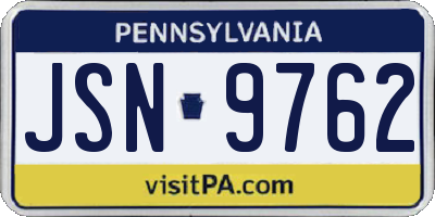 PA license plate JSN9762