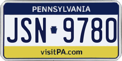 PA license plate JSN9780