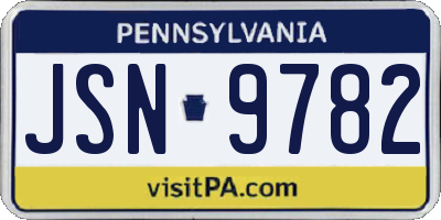 PA license plate JSN9782