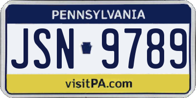 PA license plate JSN9789