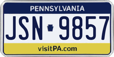 PA license plate JSN9857