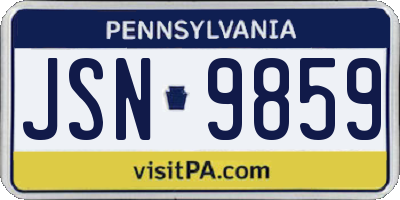 PA license plate JSN9859