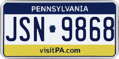 PA license plate JSN9868