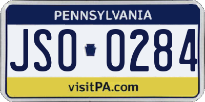 PA license plate JSO0284