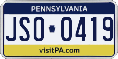 PA license plate JSO0419