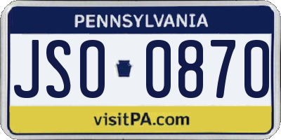 PA license plate JSO0870