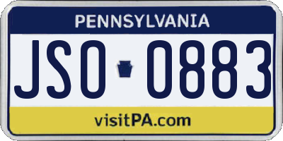 PA license plate JSO0883