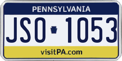 PA license plate JSO1053