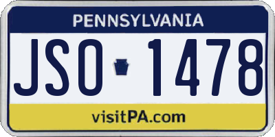 PA license plate JSO1478