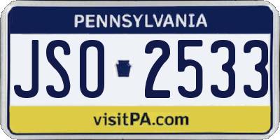 PA license plate JSO2533