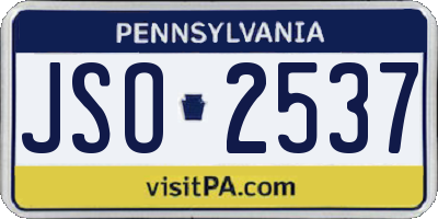 PA license plate JSO2537