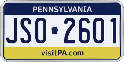 PA license plate JSO2601