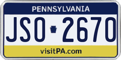 PA license plate JSO2670