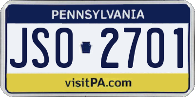 PA license plate JSO2701