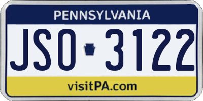 PA license plate JSO3122