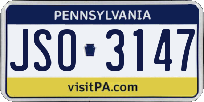 PA license plate JSO3147