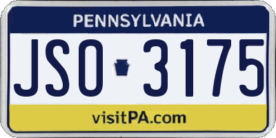 PA license plate JSO3175