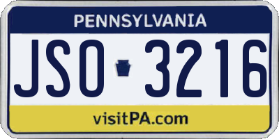 PA license plate JSO3216