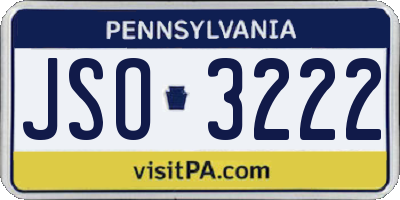 PA license plate JSO3222