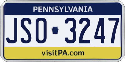 PA license plate JSO3247