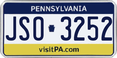 PA license plate JSO3252