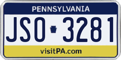 PA license plate JSO3281