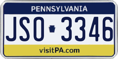 PA license plate JSO3346