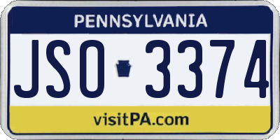 PA license plate JSO3374