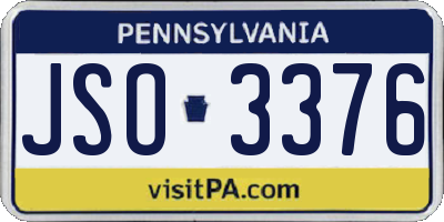 PA license plate JSO3376
