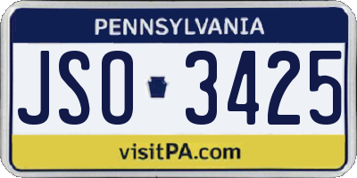 PA license plate JSO3425
