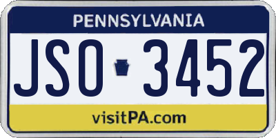 PA license plate JSO3452