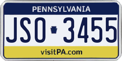 PA license plate JSO3455