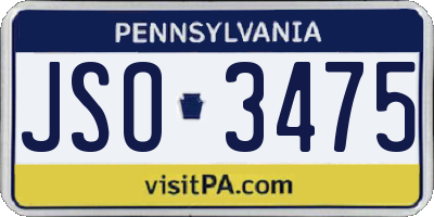 PA license plate JSO3475