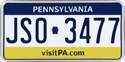 PA license plate JSO3477