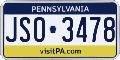 PA license plate JSO3478