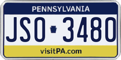 PA license plate JSO3480