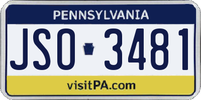 PA license plate JSO3481